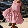 thumbnail image 4 of Vivianyo HD Sleeveless Maxi Dress for Women Women's Fashion Casual Comfort Solid ColorBack Hollowed Out Button Sleeveless Round-Neck Dress, 4 of 9