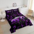 thumbnail image 4 of Erosebridal Purple Racing Car Comforter Sets Twin Size, Neon Geometric Comforters & Duvets, Speed Sports Decor, Reversible 2pcs, 4 of 7