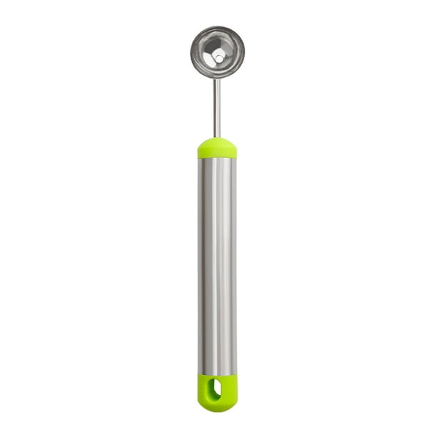Cuchara para helado de frutas, sacabolas de melón de acero inoxidable, bolas de melón redondas y lisas. Verde