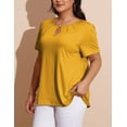 thumbnail image 4 of FOLUNSI Women's Plus Size Tops Casual Keyhole Round Neck Pleated Puff Sleeve Blouse m-4x, 4 of 6