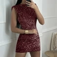 thumbnail image 3 of Drses‌‌ ‌‌‌‌‌‌‌‌‌‌‌‌‌‌‌‌‌‌‌‌‌‌‌‌‌Women's Elegant Sparkly Sequin Mini Dress - Bodycon Flying Sleeve Round Neck for Cocktail & Evening Parties, 3 of 7