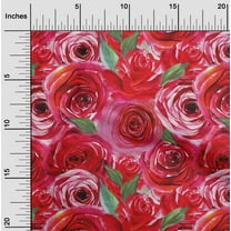 oneOone Silk Tabby Crimson Red Fabric Rose Floral Dress Material Fabric Print Fabric By The Yard 42 Inch Wide