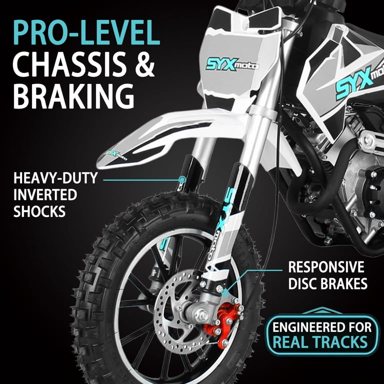 SYX MOTO 58cc Kids Mini Dirt Bike - 4-Stroke Gas Pit Bike, Pull