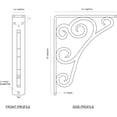 thumbnail image 2 of Ekena Millwork 1 1/2"W x 7 1/2"D x 10"H Tristan Wrought Iron Bracket, (Single center brace), Antiqued Pewter, 2 of 8
