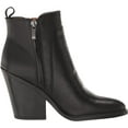 thumbnail image 2 of FRANCO SARTO Womens Black Back Pull-Tab Goring Padded Gamble Round Toe Block Heel Zip-Up Leather Booties 6.5 M, 2 of 5