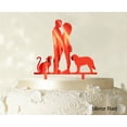 thumbnail image 1 of Couple Wedding Cake Topper With Pets Silhouette Wedding Topper Cake Decorations Color Option Available 6.5-7.5 Inches Wide, 1 of 1
