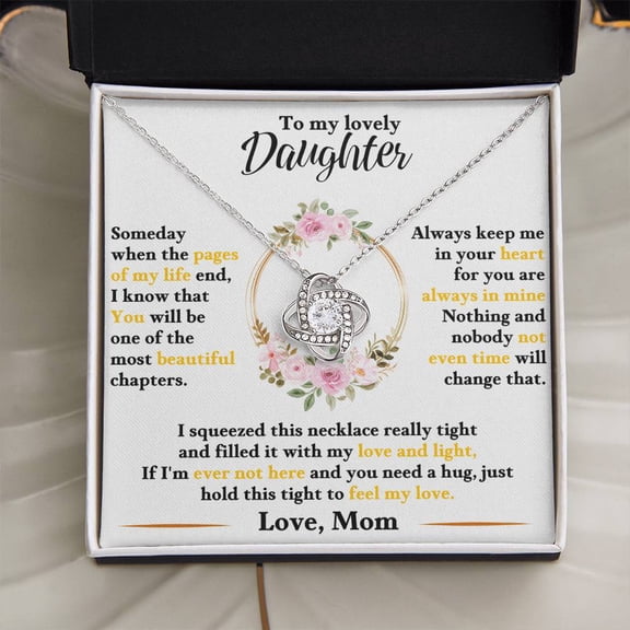 Daughter Necklace from Mom, Love Knot Pendant Gift for Birthday, Graduation, Christmas