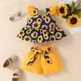 thumbnail image 2 of Pejock Newborn Toddler Infant Baby Girls Clothes Romper Shorts Set Summer Flower Sling Set Cute Cotton Shorts Headband, 3-6Months, 2 of 6