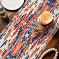 thumbnail image 4 of Orange Blue Ethnic Table Runner 70 Inches Long, Boho Geometric Art Vintage Cotton Linen Table Runners Dresser Scarves, Decorative Fabric Tabletop Scarf Furniture Cover for Home Dinner Party 13"x70", 4 of 9