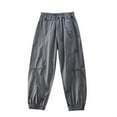 thumbnail image 2 of Spazoro Boys Cargo Pants, Elastic Waist Multi-Pockets Solid Color Baggy Lightweight Casual Jogger for Boys Gray Size 5 T, 2 of 5
