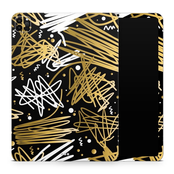 DesignSkinz Gold and Black Squiggly Full-Body Skin Decal Wrap Cover for iPad (A1219/A1337)