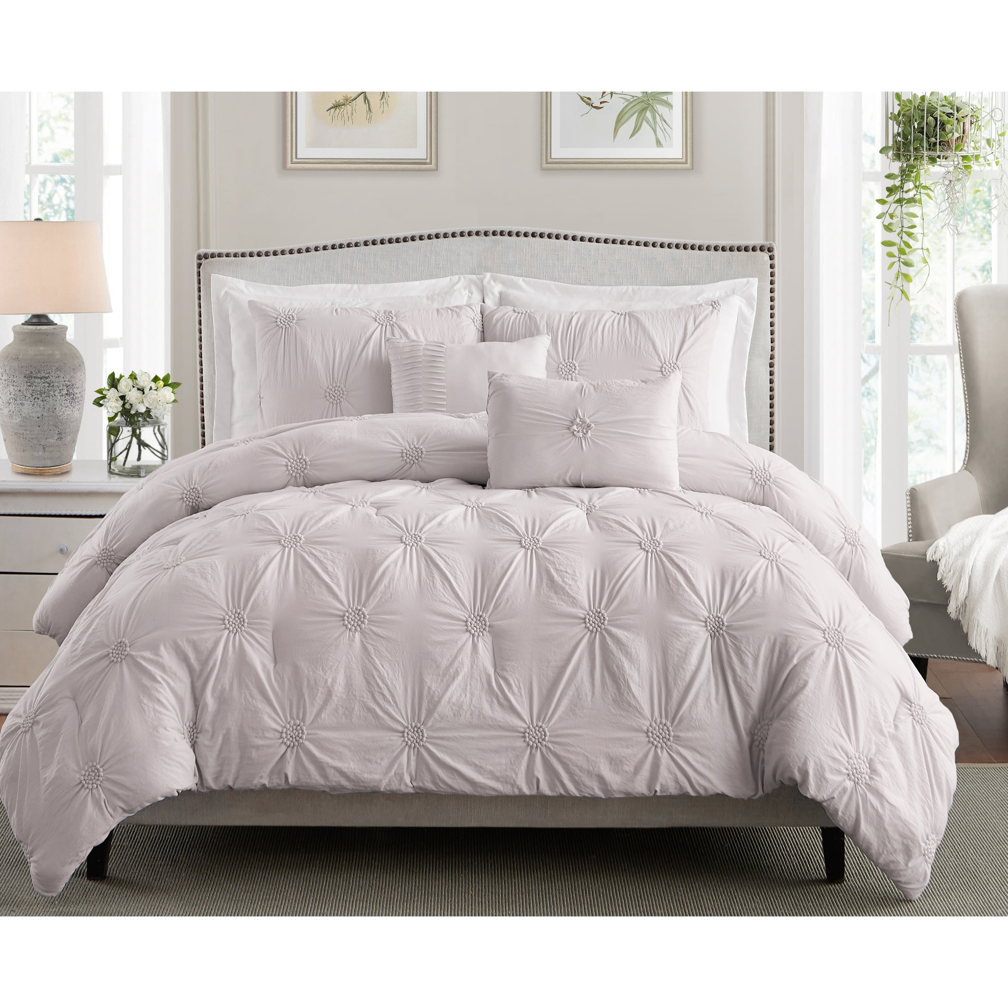 Ross Dove Gray Standard Cotton Comforter Set The Twillery Co. Size: Full Comforter + 2 Standard Shams