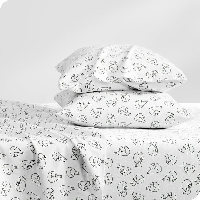 Bare Home Flannel Sheet Set - 100% Cotton - Deep Pocket - Queen, Feelin' Foxy, 4-Pieces