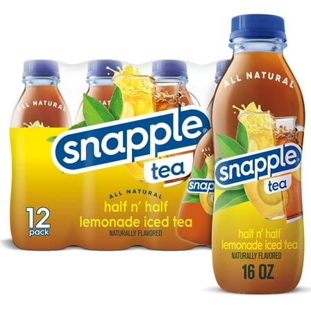 Snapple Half 'n Half Tea and Lemonade, Iced Bottled Tea Drink, 16 fl oz, 12 Bottles