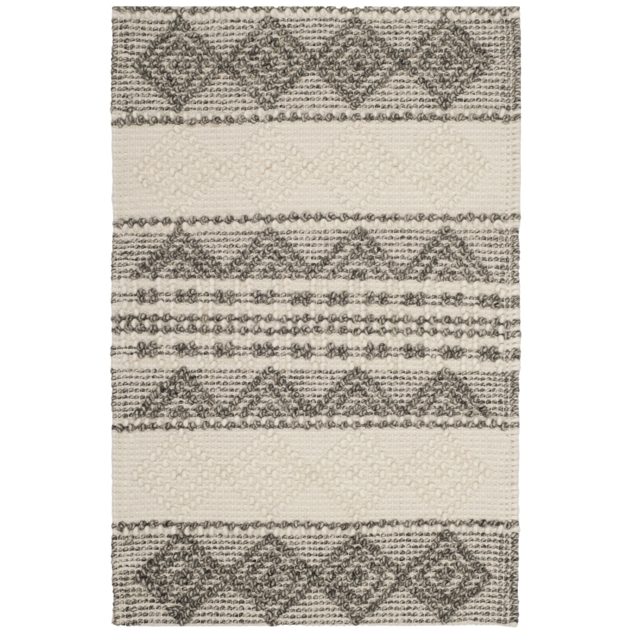 SAFAVIEH Natura Carly Geometric Braided Wool Runner Rug, Grey/Ivory, 2'3" x 18'