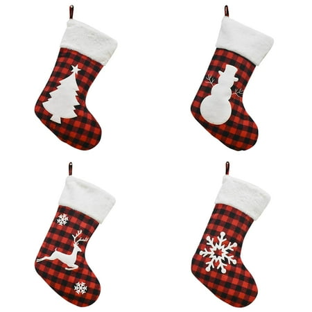 

NEGJ Socks Decoration Supplies Christmas Tree Snowflake Pattern Black Red Christmas Fireplace Decorations for Mantle Garland for Fireplace Mantel Battery Acrylic Chandelier Crystals *4PCS