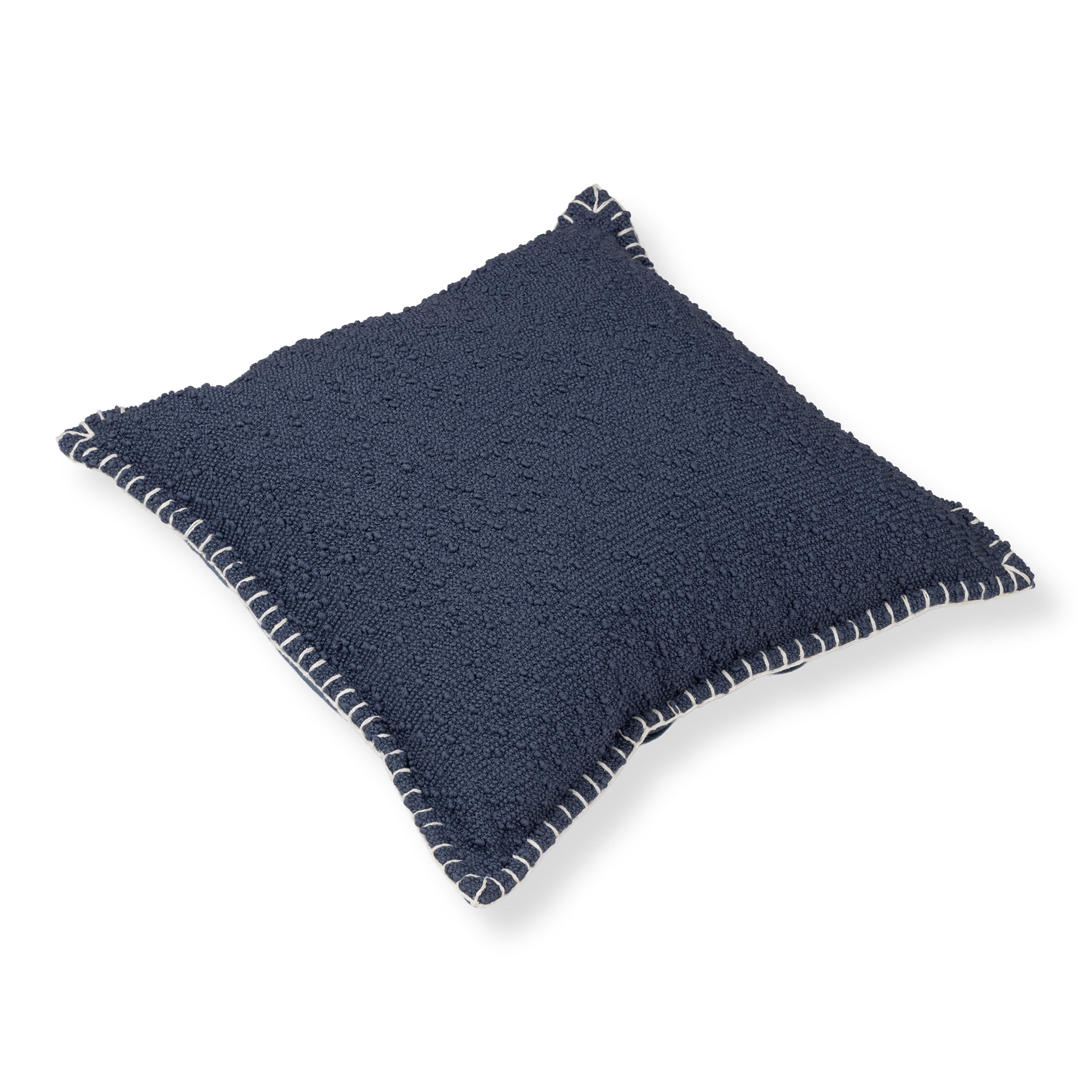 (2 pack) Mainstays Blue Pillow with Ivory Whipstitched Edges 18"x18" Square