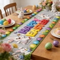 thumbnail image 2 of AZXY Easter Table Runner 14"x72" Table Runner with Bunny Easter Eggs "Happy Easter" Wooden Plank Design, Spring Easter Table Decorations for Home Kitchen Dining Coffee Table Easter Party Decor, 2 of 7