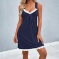 thumbnail image 4 of hoksml Women's Lace Trim Chemise Nightgown Built-in Bra Sleeveless Sleep Dress with Wide Shoulder Straps for Loungewear, 4 of 9