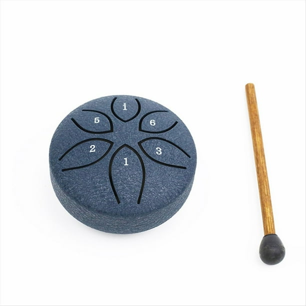 Tambor de Lengüeta de Acero de 3 Pulgadas y 6 Tonos, Mini Tambores de Mano con , Instrumentos Musicales de Percusión, Tambor Azul Marino
