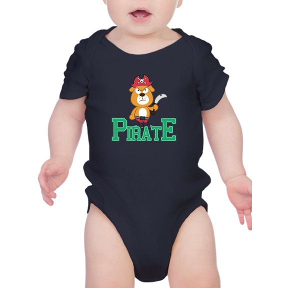 Cute Bulldog Pirate Bodysuit Infant -Image by Shutterstock,  6 Months