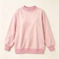 thumbnail image 5 of Women's Gingham Check Contrast Sweatshirt Ghalytn Mock Neck Drop Shoulder Loose Pullover Top, 5 of 5
