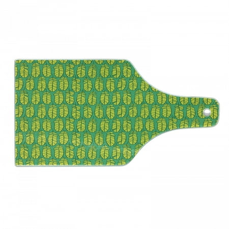 

Feather Cutting Board Hand-drawn Bird Feathers Pattern in Vivid Green Shades Decorative Tempered Glass Cutting and Serving Board in 3 Sizes by Ambesonne