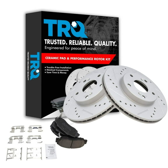 TRQ Front Performance Brake Pad & Rotor Kit Brake Pads Brake Rotors Set Ceramic Premium G-Coated Fits Select 1998-2002 Honda Accord