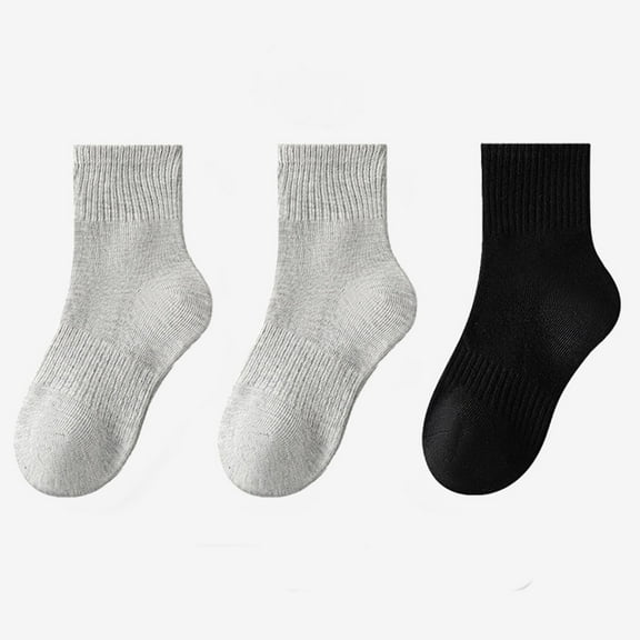 Kids Mid-Tube Socks 5 Pairs Boys Girls Soft Cotton Crew Ankle Socks Seamless Toe Dress Casual Sports Socks Girl's Socks & Hosiery Gray 3Y