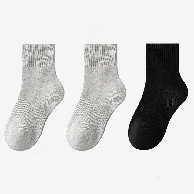Kids' 3-Pack Solid Color Cotton Sports Socks for Boys and Girls - Moisture Wicking, Odor Resistant, Everyday Wear