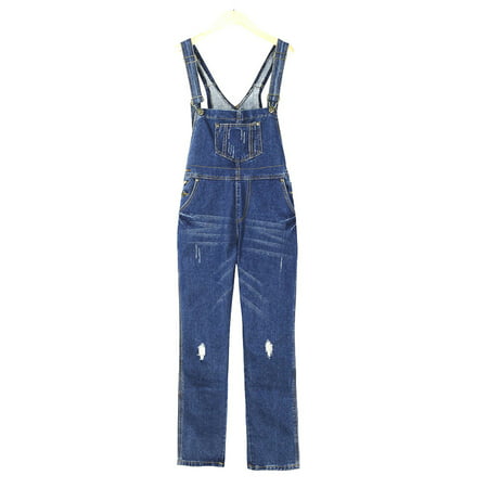 Jumpsuits for Women Casual Loose Straps Overalls Baggy Distressed Ripped Jeans Pants Rompers Dungarees Playsuit