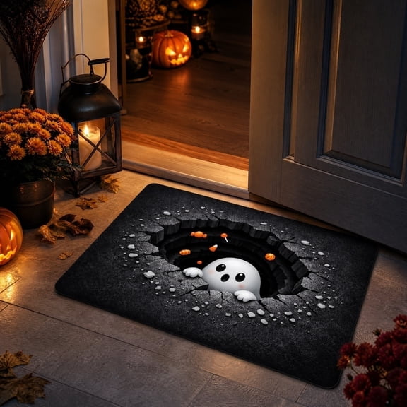 Scary Halloween Decorations Outdoor Spooky Halloween Decor 24 Inch Creepy Halloween Door Mat Non Slip Haunted House Decor for Entryway Porch Halloween Home Decor Indoor, 1 Pack