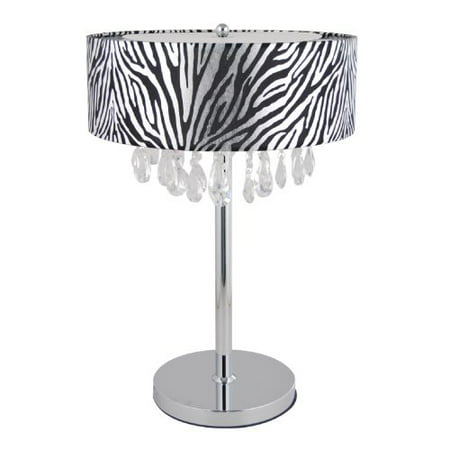 Elegant Designs Trendy Cascading Crystal and Chrome Table Lamp Drum Shade