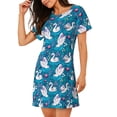 thumbnail image 2 of Gukieu Swan On The Pond Print Women's Nightgown, A-line Round Neck Short-sleeved Nightgown Pajamas Home Wear Suitable for Home and Outing, 2 of 6