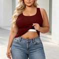 thumbnail image 4 of Sevevn Women's Plus Size Ribbed Crop Tank Top U-Neck Sleeveless Top with Built-in Bra Wine XL, 4 of 7