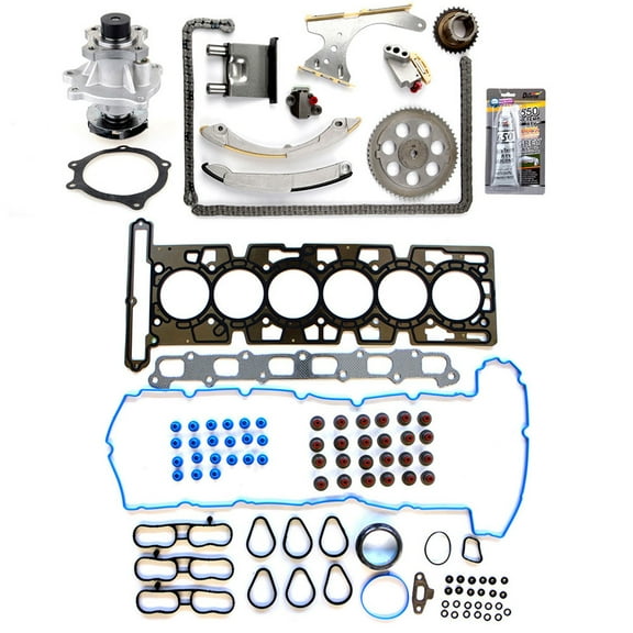 ECCPP Engine Timing Chain Kit Head Gasket Set w/Water Pump for 02-05 for Buick Rainier for Chevrolet Trailblazer for GMC for Isuzu Ascender for Oldsmobile Bravada for Saab 9-7x 4.2L