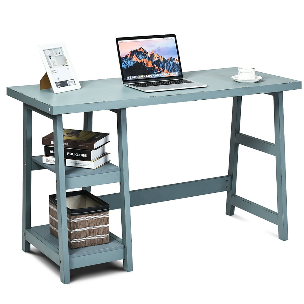 Costway Trestle Computer Desk Home Office Workstation w/Removable