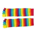 thumbnail image 4 of Winter Fall Breathable Middle Tube Socks for Women Rainbow Striped Toe Separator Five Finger Athletic Anklet Socks, 4 of 9