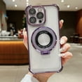 thumbnail image 2 of Dteck for iPhone 15 Pro Max Glitter Magnetic Case Compatible with MagSafe, Built-in Ring Holder Kickstand Slim Shockproof Anti-Scratch Clear Case with Camera Lens Protector,Purple, 2 of 4