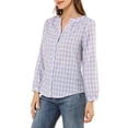 thumbnail image 4 of INSPIRE CHIC Women's Plaid Button up Split Neck Long Sleeves Loose Blouse Lavender S, 4 of 6