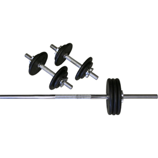 Black 160 Pounds Total Threaded Weights & Bars Set of 3