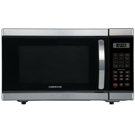 Farberware Professional FMO11AHTBKM 1.1 Cu. Ft 1000-Watt Microwave Oven, Brushed Stainless Steel, Green LED