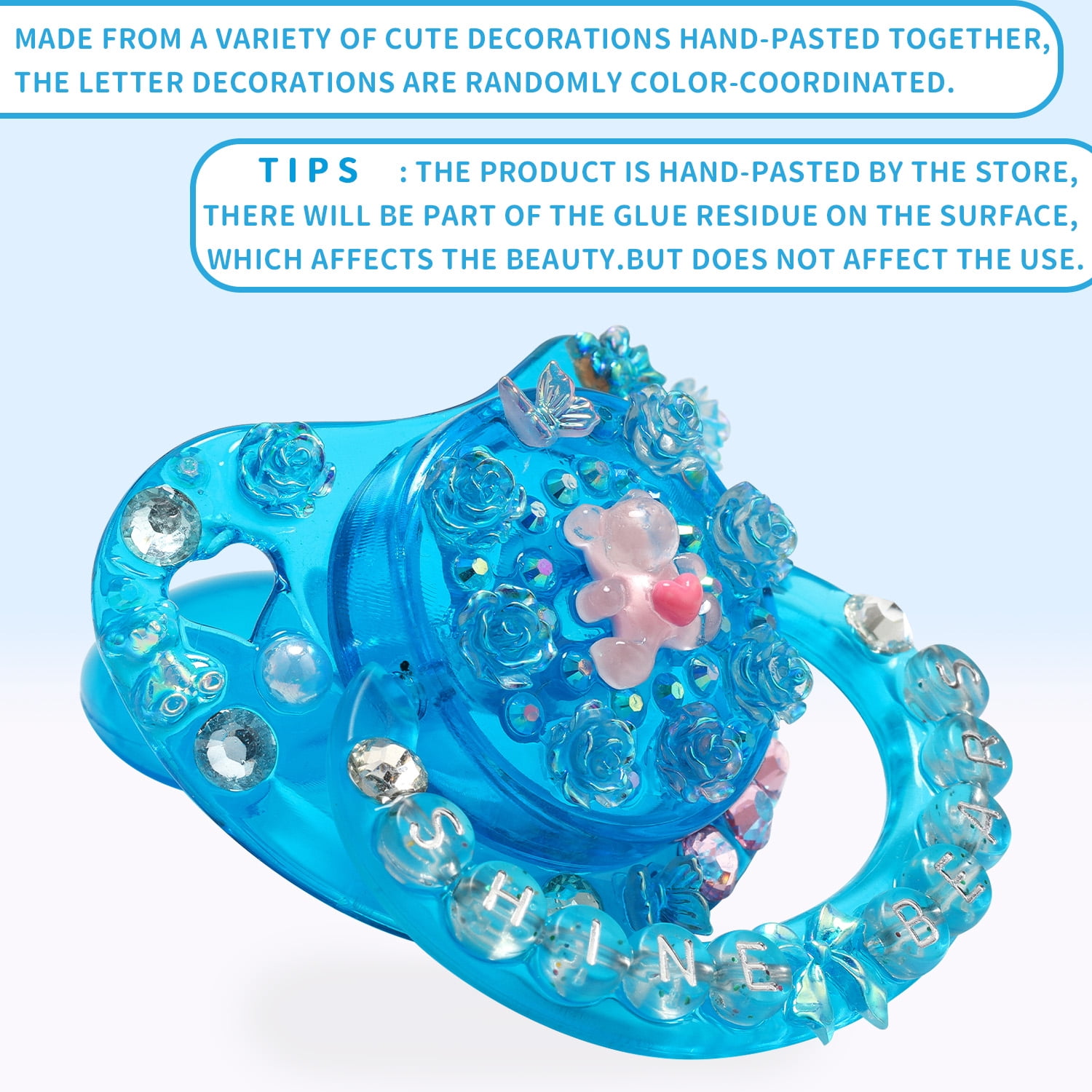 CutiePlusU Adult Sized Pacifier Large Shield Dummy Crystal DIY Handmade