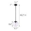thumbnail image 3 of Matte Black Modern Dimmable Pendant Light with Clear Seedy Glass Globe Shade, Adjustable Height, Kitchen Islands and Bars, 3 of 9