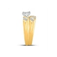 thumbnail image 4 of 10kt Yellow Gold His Hers Round Diamond Solitaire Matching Wedding Set 1/4 Cttw, 4 of 5