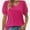 Hotpink, variant on Womens Casual V Neck T Shirts Swiss Dotted Puffy Sheer Short Sleeve Blouses