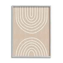 Stupell Asymmetrical Mirrored Beige Arches Abstract Painting Gray Framed Art Print Wall Art