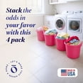 thumbnail image 2 of HOMZ Rope-Handle 18-Gallon Open Storage Tubs, Plastic Buckets, Pink, 4 Pack, 2 of 9