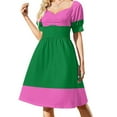 thumbnail image 2 of Vestido de manga corta rosa y verde, vestidos para fiesta de graduación, ropa de verano para mujer, vestido holgado para mujer, vestido de noche para mujer, 2 of 7