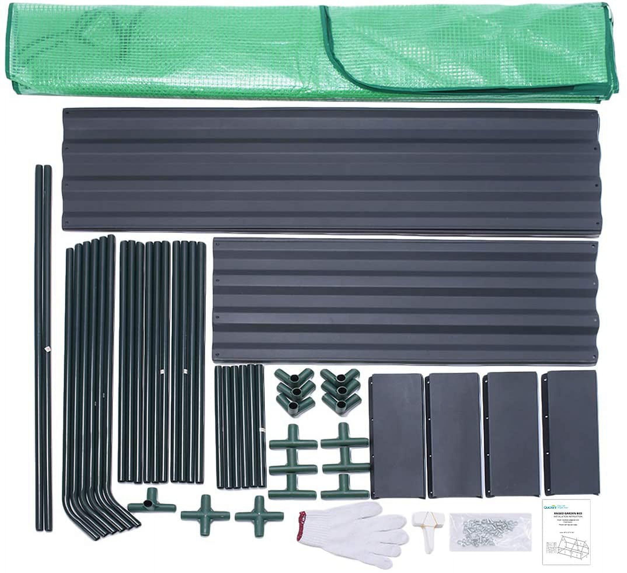 Quictent 4x3x1 ft Raised Garden Bed Extra-Thick Galvanized Steel Garden Bed Planter Kit Box with Greenhouse